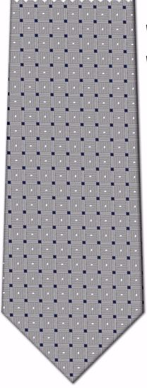 Picture of 100% SILK WOVEN - GREY WITH WHITE/NAVY DOTS