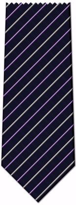 Picture of 100% SILK WOVEN - NAVY WITH PURPLE/GRAY STRIPES