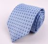 Picture of 100% SILK WOVEN - SKY BLUE GEOMETRIC NAVY/WHITE DOTS