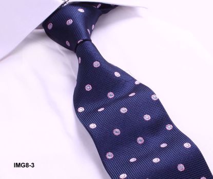Picture of 100% SILK WOVEN DOT TIE - BLUE/WHITE DOTS