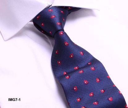 Picture of 100% SILK WOVEN FLOWER TIE - BLUE/RED FLOWERS