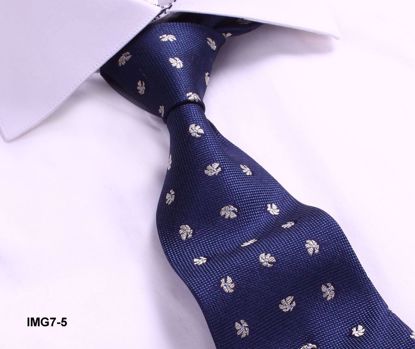 Picture of 100% SILK WOVEN FLOWER TIE - BLUE/WHITE FLOWERS
