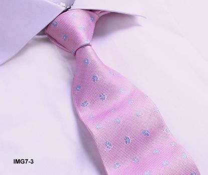 Picture of 100% SILK WOVEN FLOWER TIE - PINK/BLUE FLOWERS