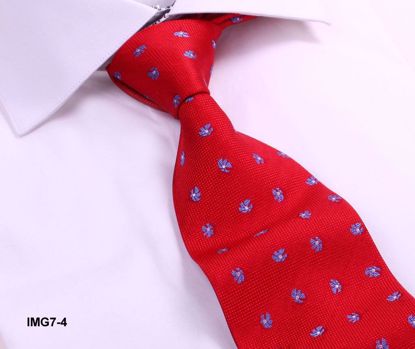 Picture of 100% SILK WOVEN FLOWER TIE - RED/BLUE FLOWERS
