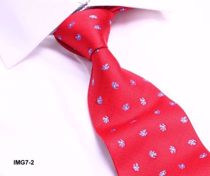 Picture of 100% SILK WOVEN FLOWER TIE - RED/WHITE FLOWERS