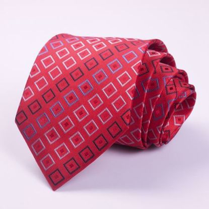 Picture of 100% SILK WOVEN GEOMETRIC - RED