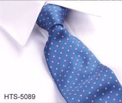 Picture of 100% SILK WOVEN MULTI-COLOR DOT TIE - BLUE/PINK DOTS