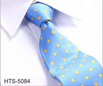 Picture of 100% SILK WOVEN MULTI-COLOR DOT TIE - LIGHT BLUE/YELLOW DOTS