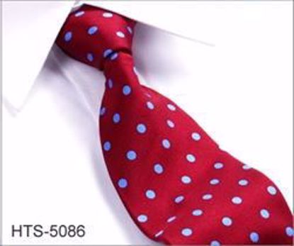Picture of 100% SILK WOVEN MULTI-COLOR DOT TIE - RED/BLUE DOTS