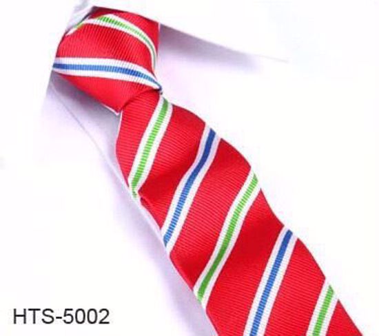 Picture of 100% SILK WOVEN MULTI-COLOR STRIPE TIE - RED