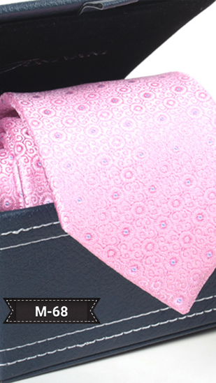 Picture of 100% Silk Woven Pink with Sky Blue dot