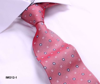 Picture of 100% SILK WOVEN TIE - RED/BLUE DOTS