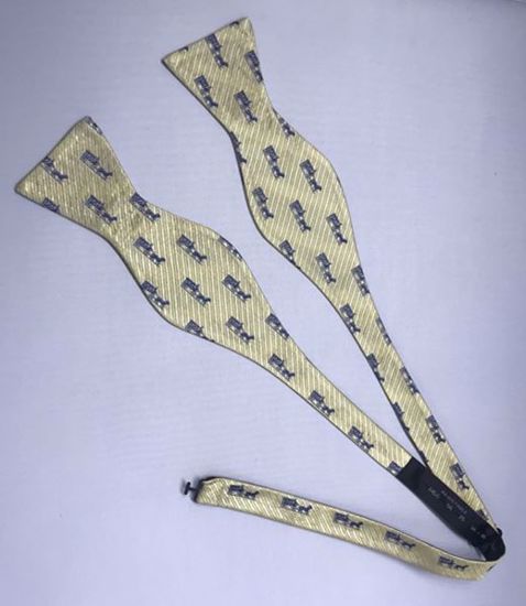 Picture of 100% Woven Silk Bowtie - Yellow with navy horse and carriage