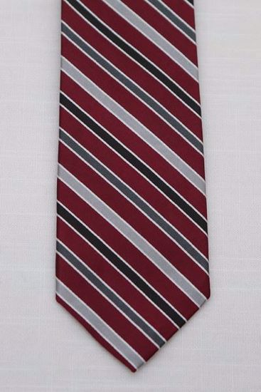 Picture of Burgandy - 100% SILK WOVEN MULTI COLORED BAR STRIPE NECKTIE