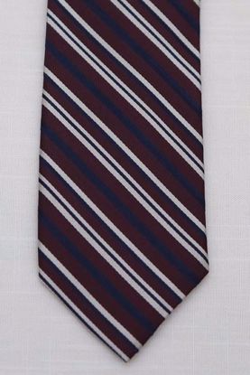 Picture of Burgandy - 100% SILK WOVEN MULTI STRIPE NECKTIE