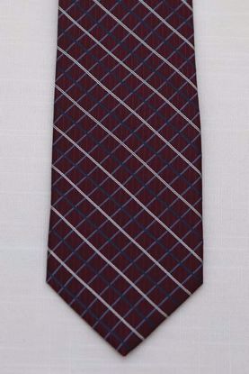 Picture of Burgandy - 100% SILK WOVEN TEXTURED GRID NECKTIE