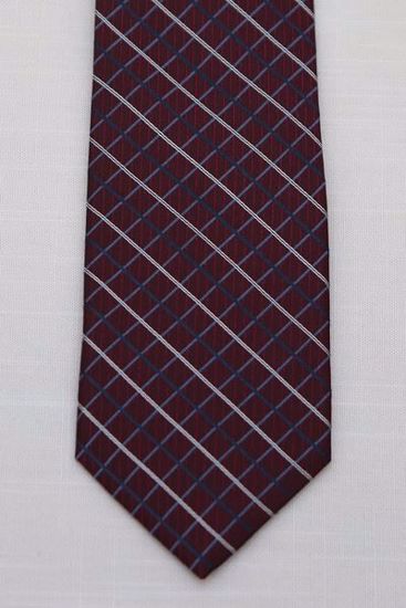 Picture of Burgandy - 100% SILK WOVEN TEXTURED GRID NECKTIE