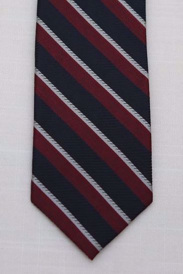 Picture of Burgandy - 100% SILK WOVEN TEXTURED MULTI COLORED STRIPE NECKTIE