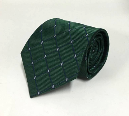 Picture of Green 100% Silk Woven Geometric Pattern Necktie
