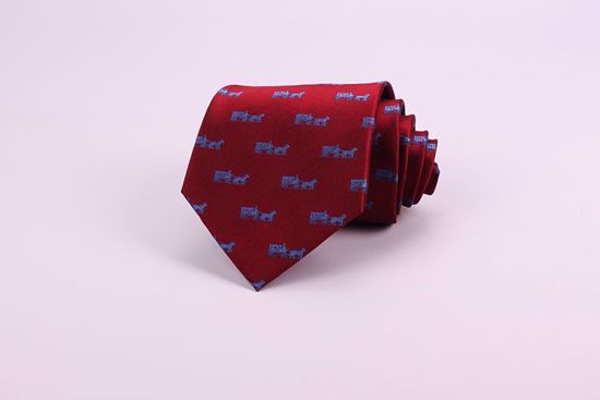 Picture of HORSE & CARRIAGE-RED / SKY BLUE  - 100% SILK WOVEN TEXTURED NECKTIE
