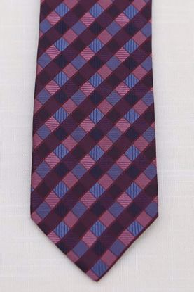 Picture of Navy - 100% SILK WOVEN MUTLI COLORED BOX NECKTIE