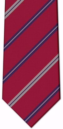 Picture of Red/Navy Stripe - 100% SILK WOVEN TEXTURED NEAT NECKTIE