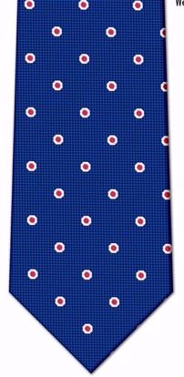 Picture of 100% SILK WOVEN  - BLUE WITH RED DOTS