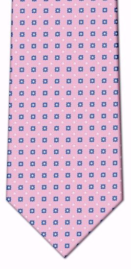 Picture of 100% Silk Woven Pink with Navy Dots