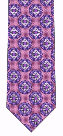 Picture of Pink Dark Blue Dot - 100% SILK WOVEN MICRO NEAT NECKTIE